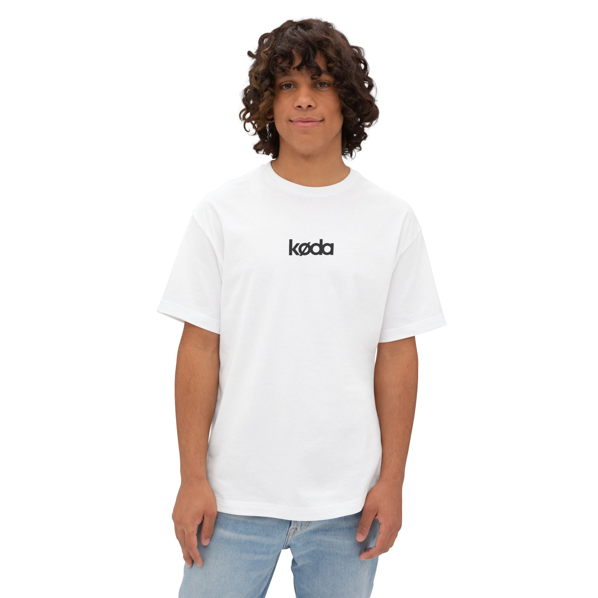 koda basic oversized small logo tee white front