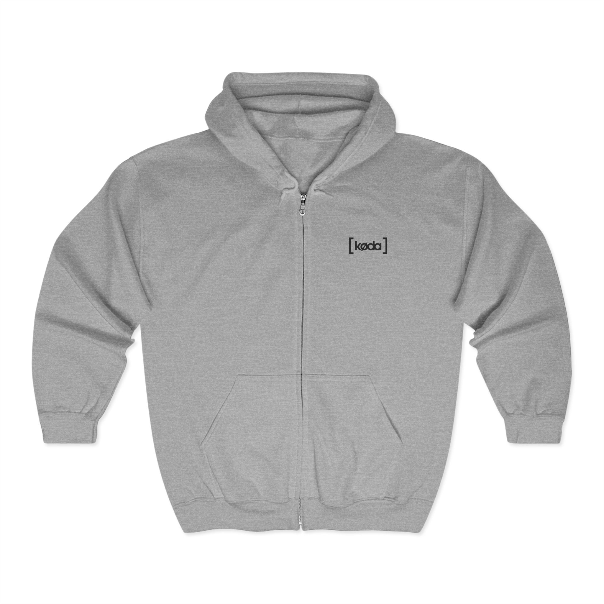 koda basic logo zip hoodie grey
